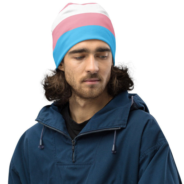 65 MCMLXV Unisex LGBT Transgender Pride Flag Print Knit Beanie Skullcap - 65mcmlxv