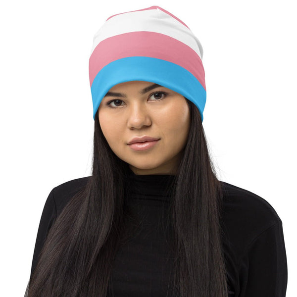 65 MCMLXV Unisex LGBT Transgender Pride Flag Print Knit Beanie Skullcap - 65mcmlxv