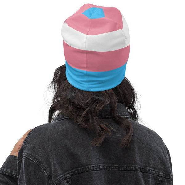 65 MCMLXV Unisex LGBT Transgender Pride Flag Print Knit Beanie Skullcap - 65mcmlxv
