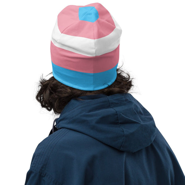 65 MCMLXV Unisex LGBT Transgender Pride Flag Print Knit Beanie Skullcap - 65mcmlxv