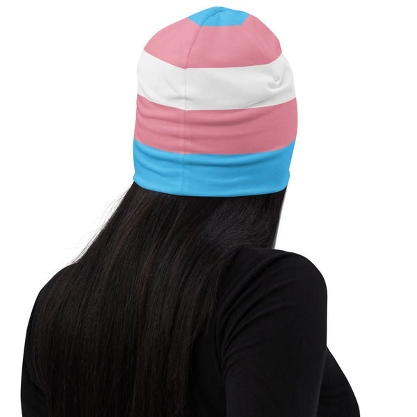 65 MCMLXV Unisex LGBT Transgender Pride Flag Print Knit Beanie Skullcap - 65mcmlxv