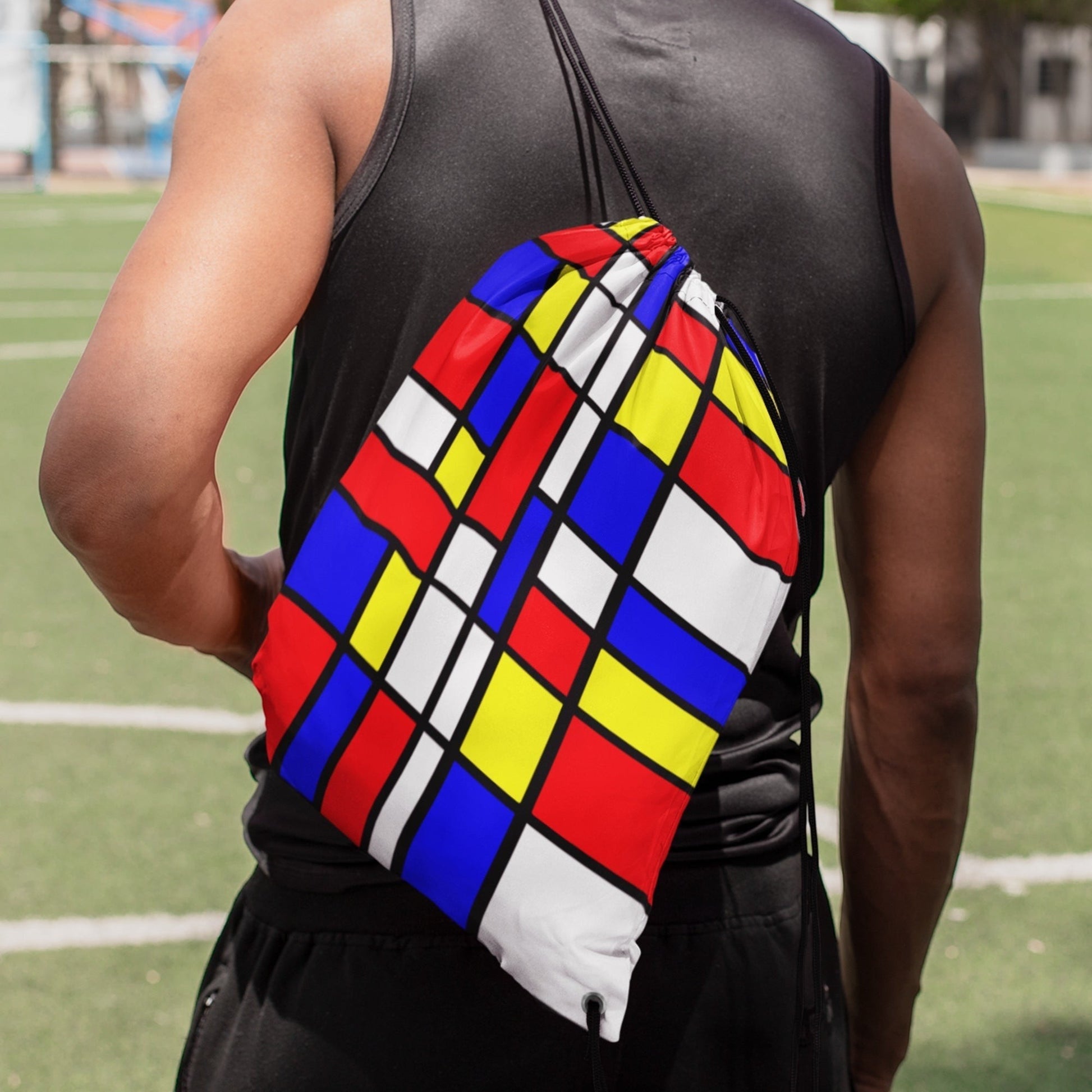 65 MCMLXV Unisex Mondrian Color Block Print Drawstring Bag - 65mcmlxv