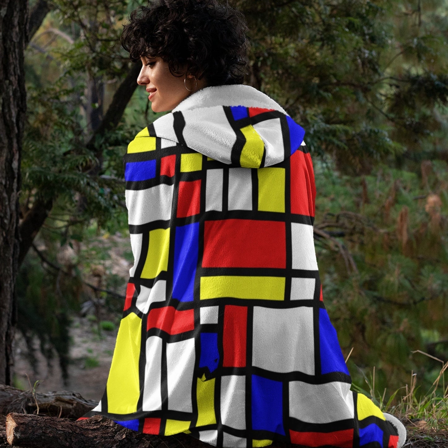 65 MCMLXV Unisex Mondrian Color Block Print Hooded Blanket - 65mcmlxv