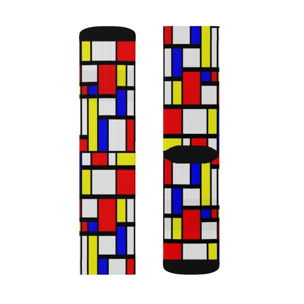 65 MCMLXV Unisex Mondrian Color Block Print Socks - 65mcmlxv