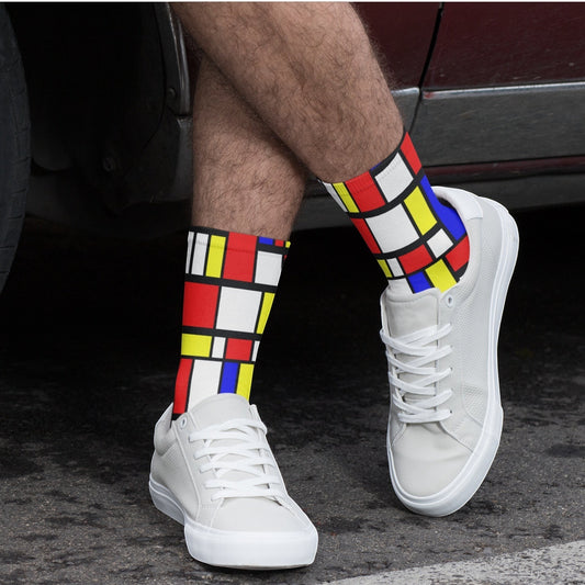 65 MCMLXV Unisex Mondrian Color Block Print Socks - 65mcmlxv