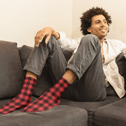 65 MCMLXV Unisex Red Buffalo Plaid Print Tube Socks - 65mcmlxv