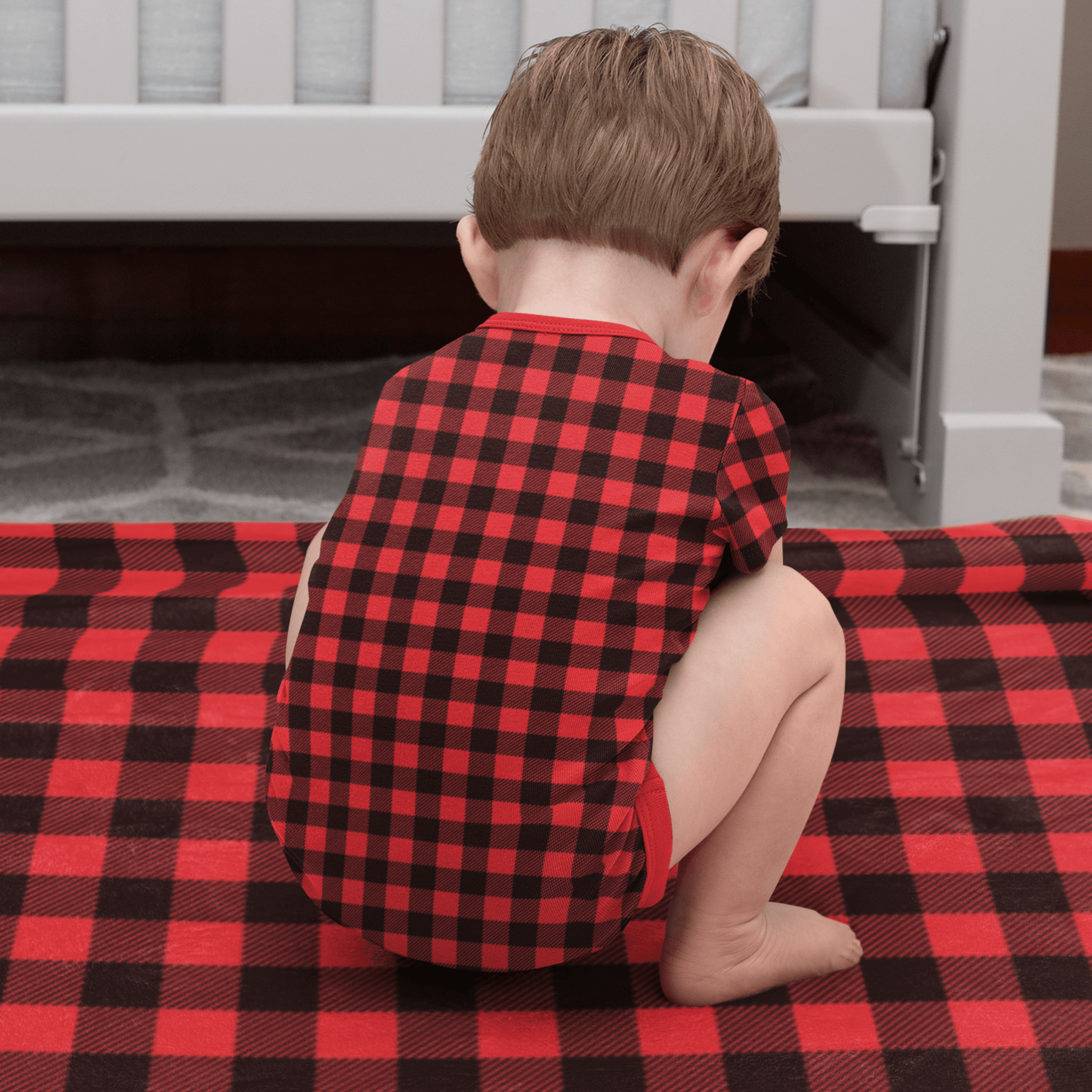 65 MCMLXV Unisex Red Buffalo Plaid Sublimation Baby Blanket - 65mcmlxv