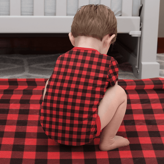 65 MCMLXV Unisex Red Buffalo Plaid Sublimation Baby Blanket - 65mcmlxv