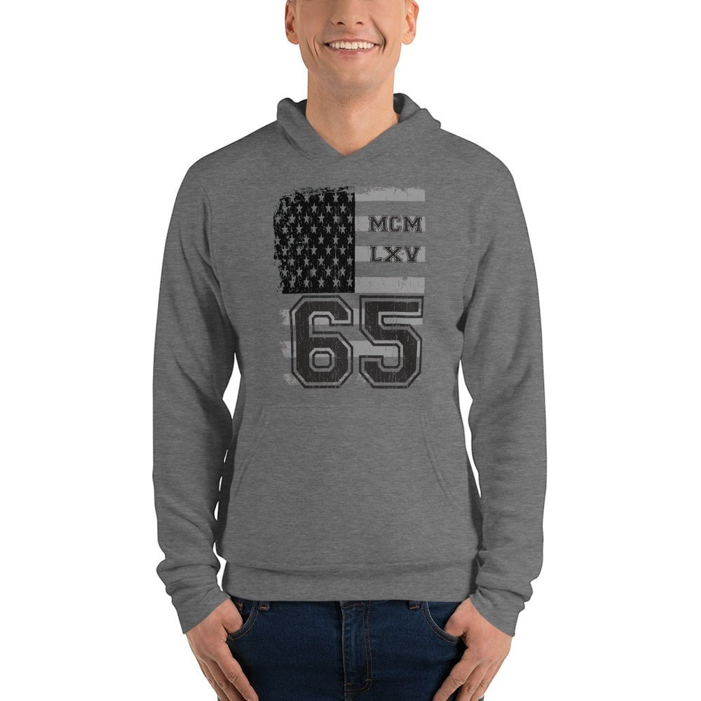 65 MCMLXV Unisex Vintage USA Flag Americana Pullover Fleece Hoodie - 65mcmlxv