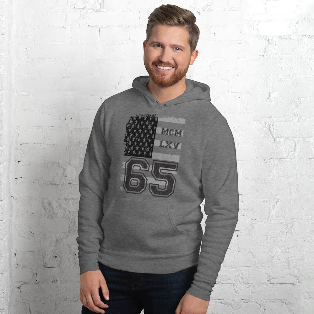 65 MCMLXV Unisex Vintage USA Flag Americana Pullover Fleece Hoodie - 65mcmlxv