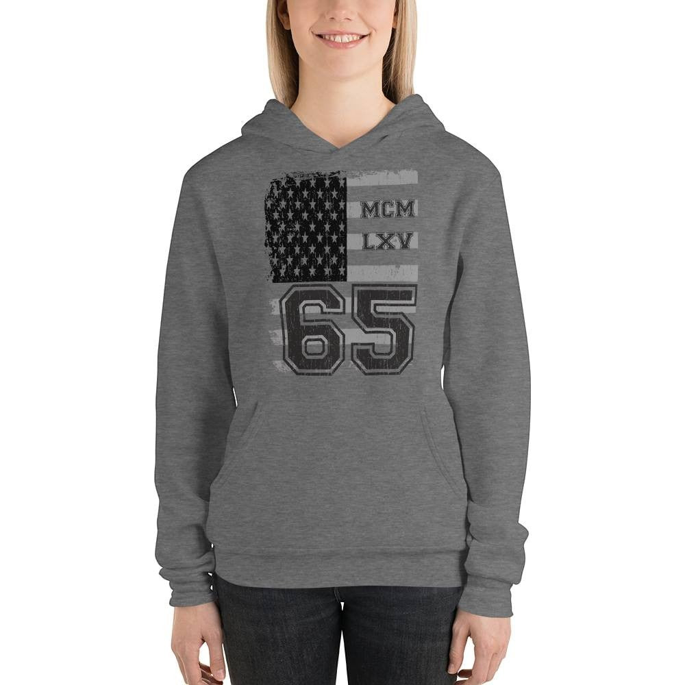 65 MCMLXV Unisex Vintage USA Flag Americana Pullover Fleece Hoodie - 65mcmlxv