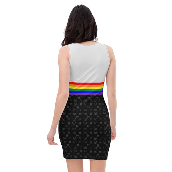 65 MCMLXV Women&#39;s LGBTQ Rainbow Flag Stripe Print Bodycon Dress - 65mcmlxv