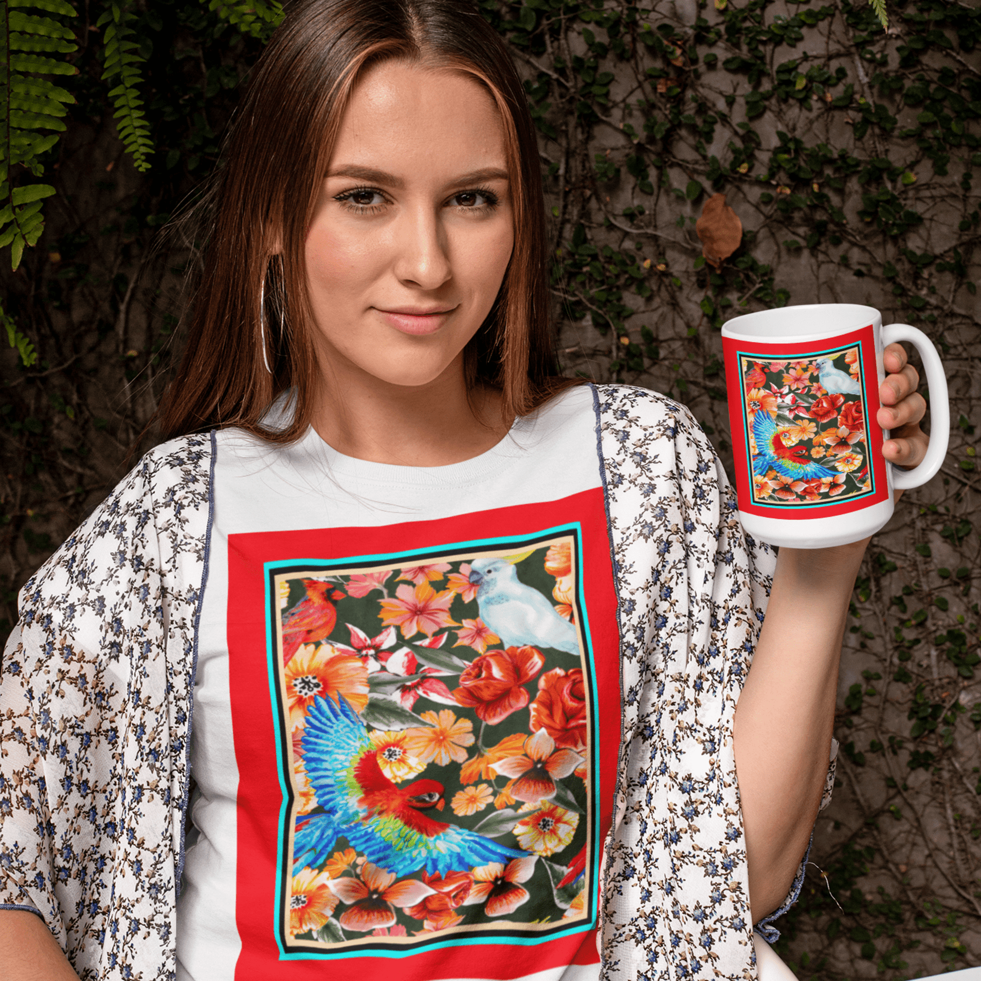 65 MCMLXV Women’s Birds of Paradise Premium Graphic T-Shirt - 65mcmlxv