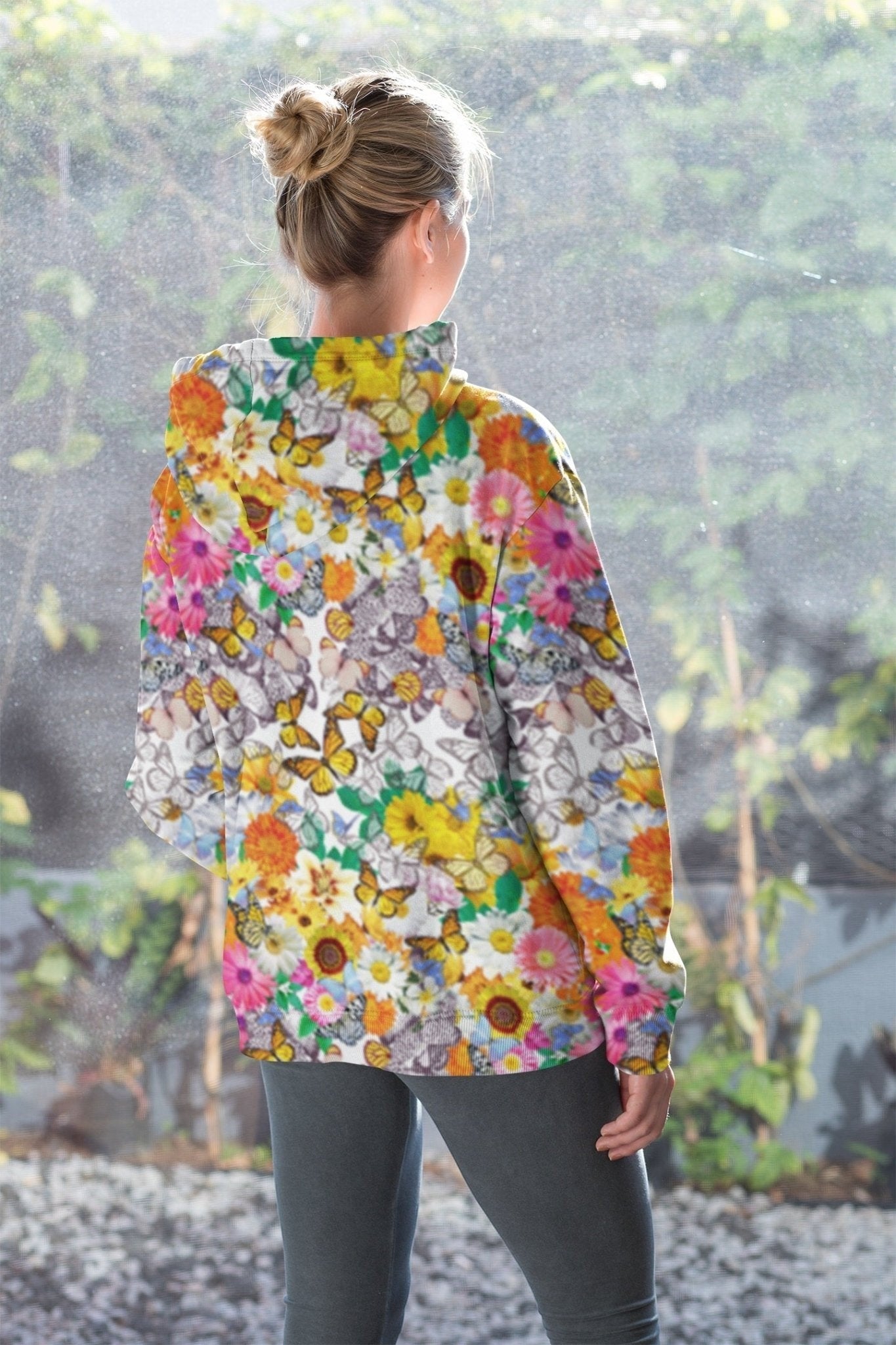 65 MCMLXV Women's Butterflies & Flowers Print Fleece Hoodie - 65mcmlxv