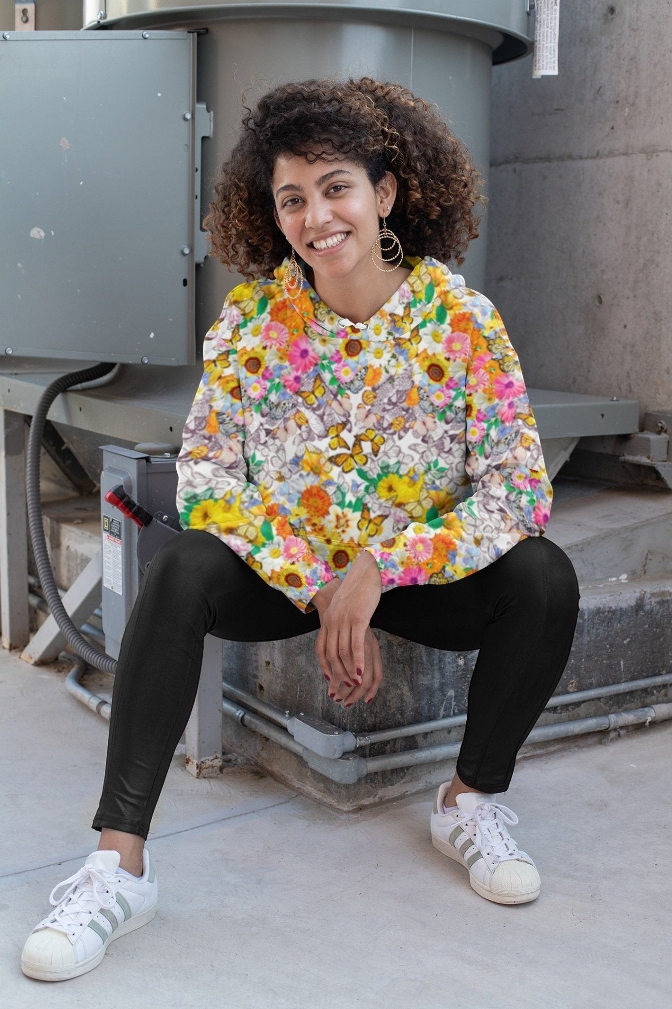 65 MCMLXV Women's Butterflies & Flowers Print Fleece Hoodie - 65mcmlxv