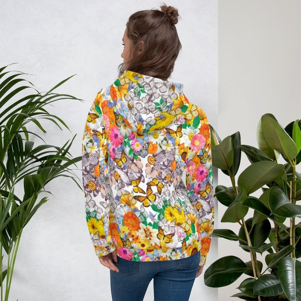 65 MCMLXV Women's Butterflies & Flowers Print Fleece Hoodie - 65mcmlxv