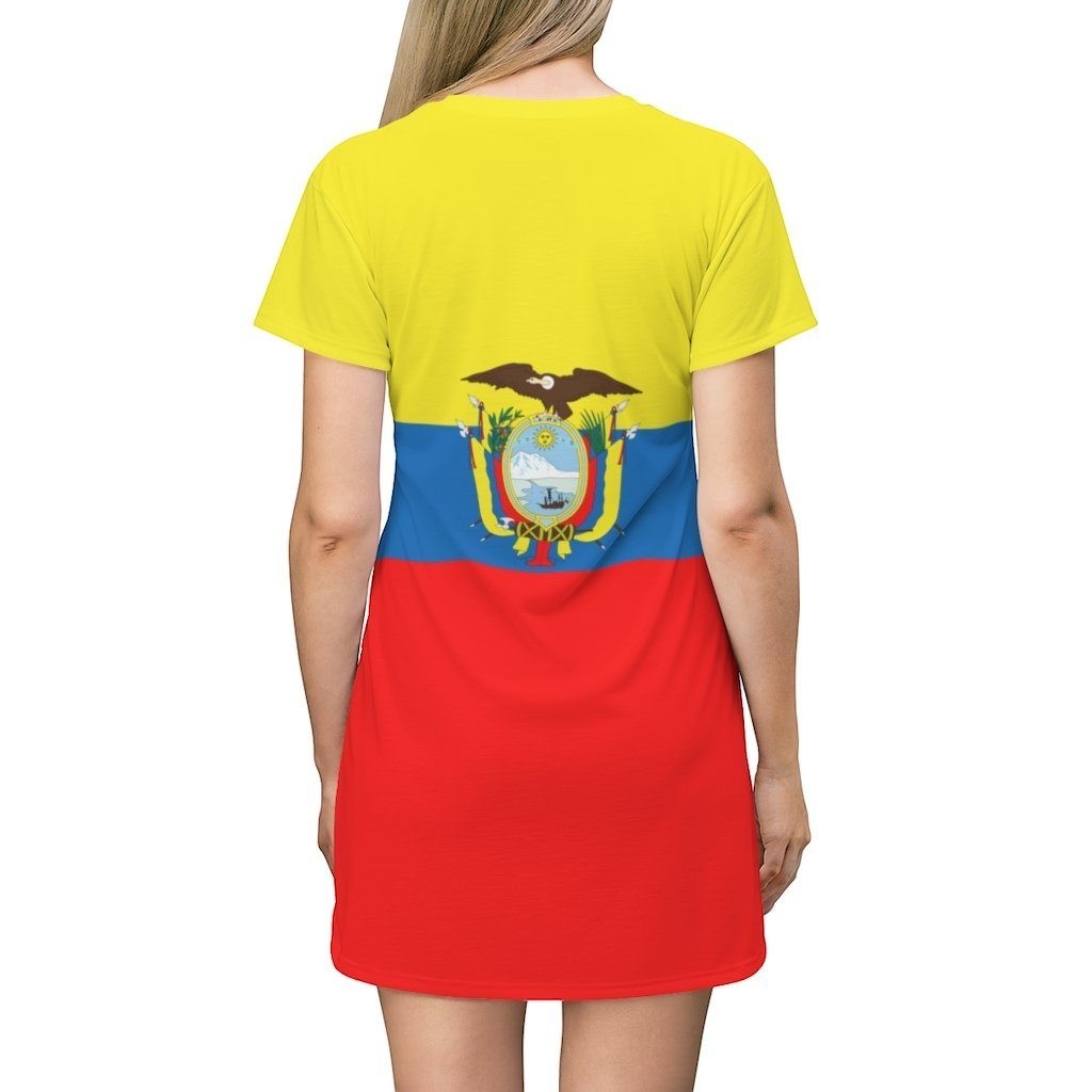 65 MCMLXV Women's Ecuador Flag Print T-Shirt Dress - 65mcmlxv