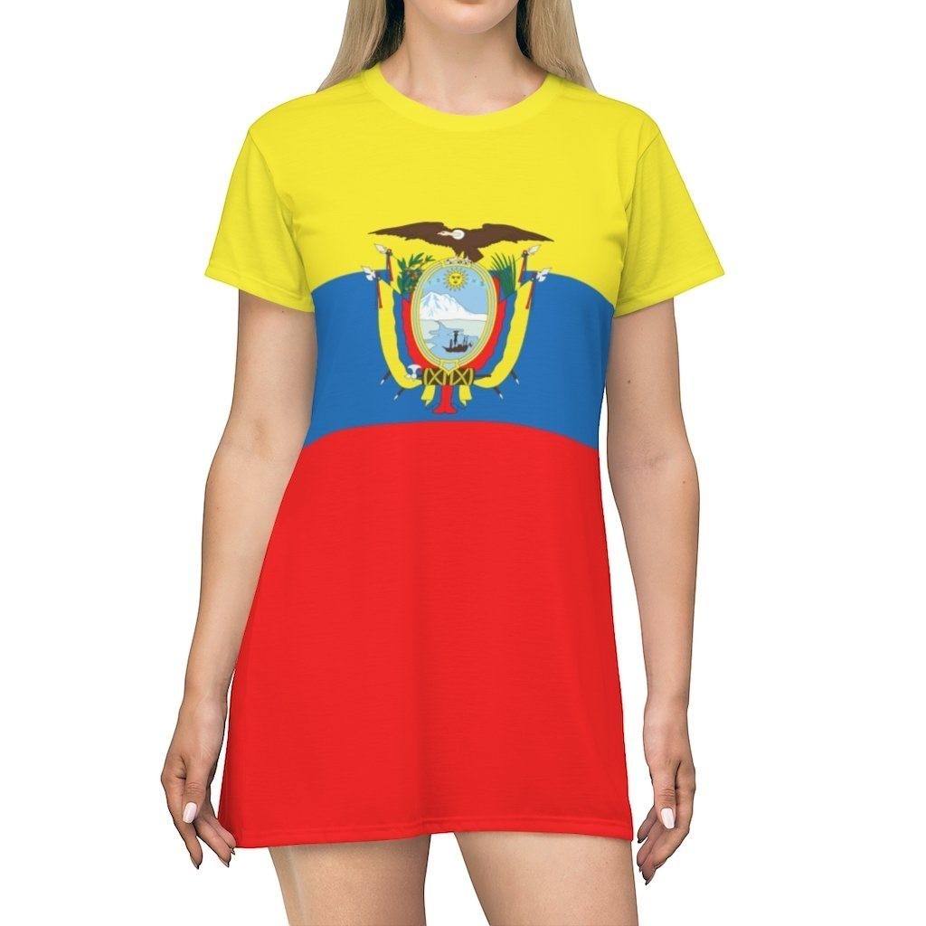 65 MCMLXV Women's Ecuador Flag Print T-Shirt Dress - 65mcmlxv