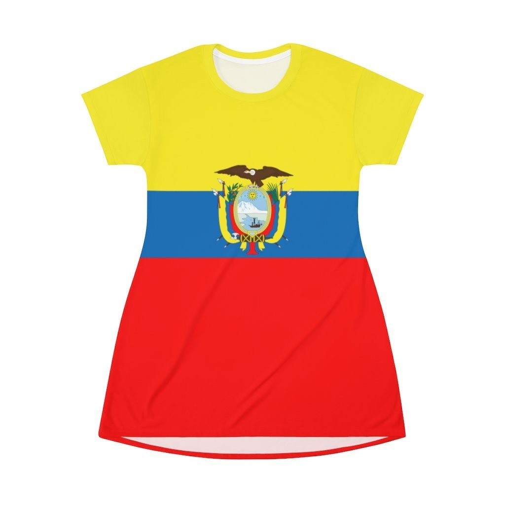 65 MCMLXV Women's Ecuador Flag Print T-Shirt Dress - 65mcmlxv