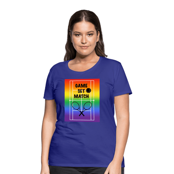 65 MCMLXV Women’s Game, Set Match Rainbow Tennis Court Premium Graphic T-Shirt - 65mcmlxv