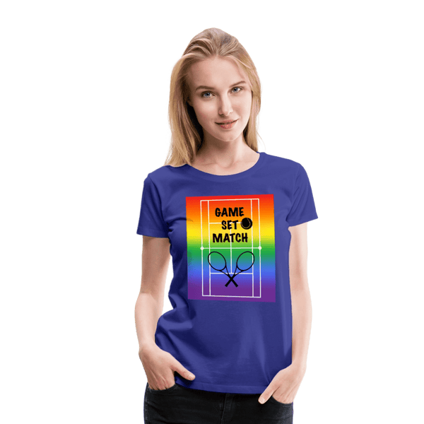 65 MCMLXV Women’s Game, Set Match Rainbow Tennis Court Premium Graphic T-Shirt - 65mcmlxv