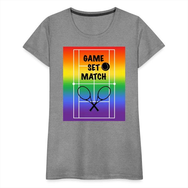 65 MCMLXV Women’s Game, Set Match Rainbow Tennis Court Premium Graphic T-Shirt - 65mcmlxv