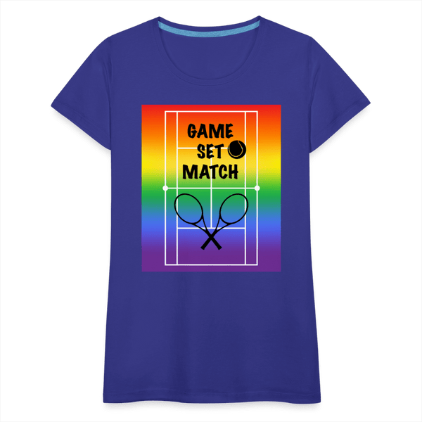 65 MCMLXV Women’s Game, Set Match Rainbow Tennis Court Premium Graphic T-Shirt - 65mcmlxv
