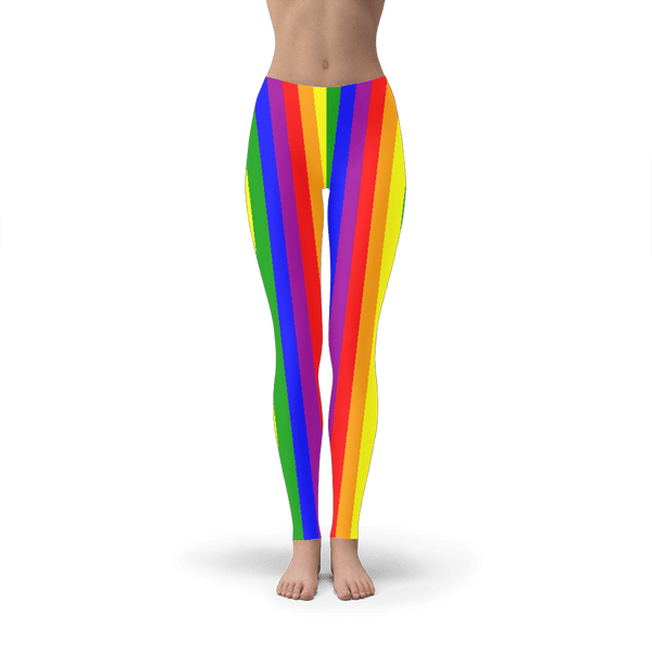 65 MCMLXV Women's LGBT Gay Pride Rainbow Flag Stripe Print Leggings - 65mcmlxv