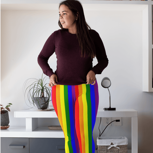 65 MCMLXV Women's LGBT Gay Pride Rainbow Flag Stripe Print Leggings - 65mcmlxv
