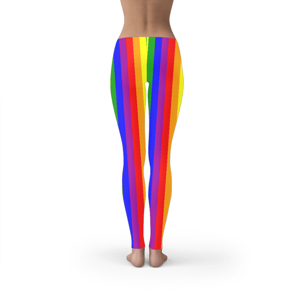 65 MCMLXV Women's LGBT Gay Pride Rainbow Flag Stripe Print Leggings - 65mcmlxv