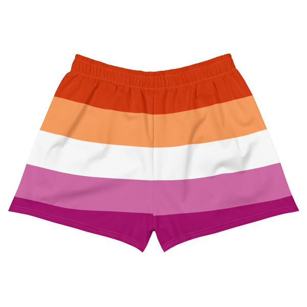 65 MCMLXV Womens LGBT Lesbian Pride Sunset Flag Print Athletic Gym Running Shorts - 65mcmlxv