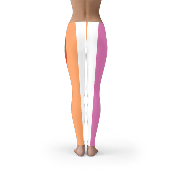 65 MCMLXV Women's LGBT Lesbian Pride Sunset Flag Print Leggings - 65mcmlxv