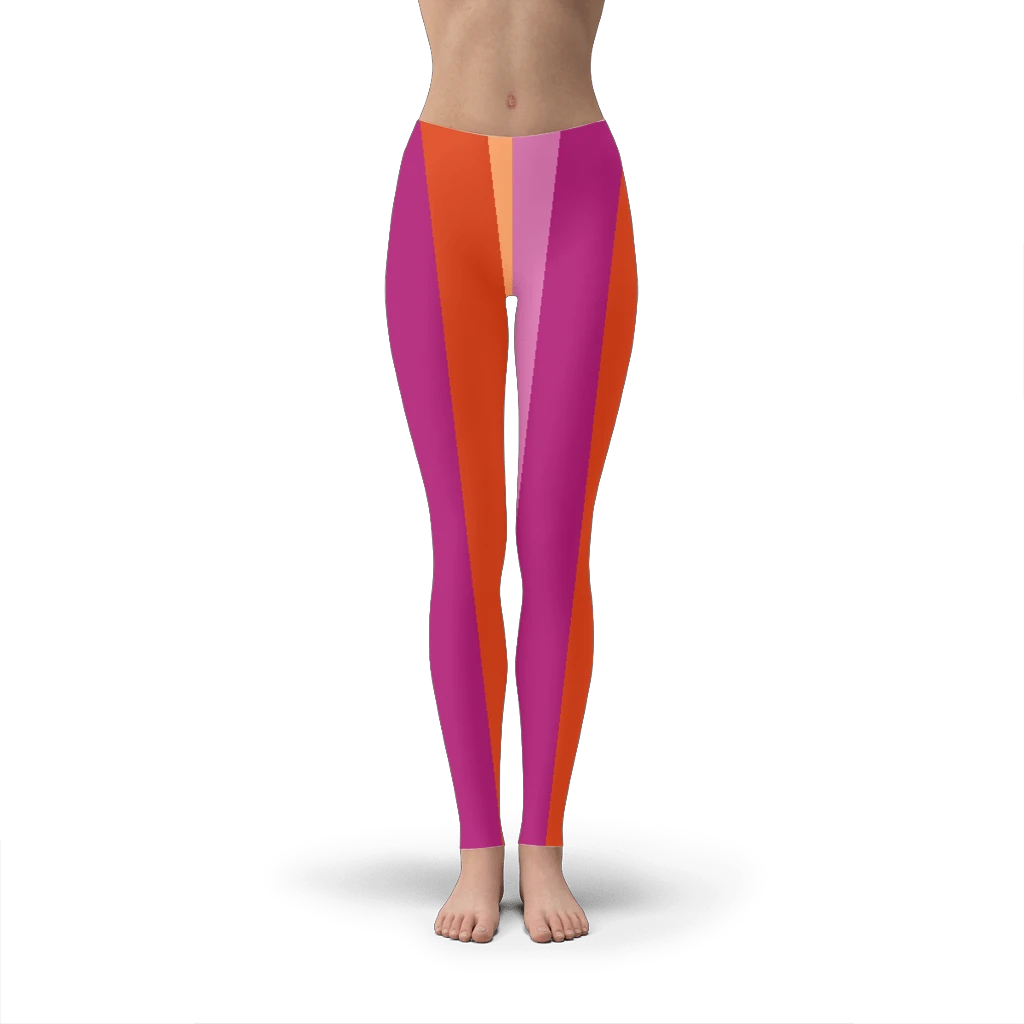 65 MCMLXV Women's LGBT Lesbian Pride Sunset Flag Print Leggings - 65mcmlxv