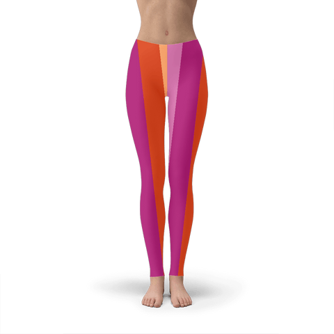 65 MCMLXV Women's LGBT Lesbian Pride Sunset Flag Print Leggings - 65mcmlxv