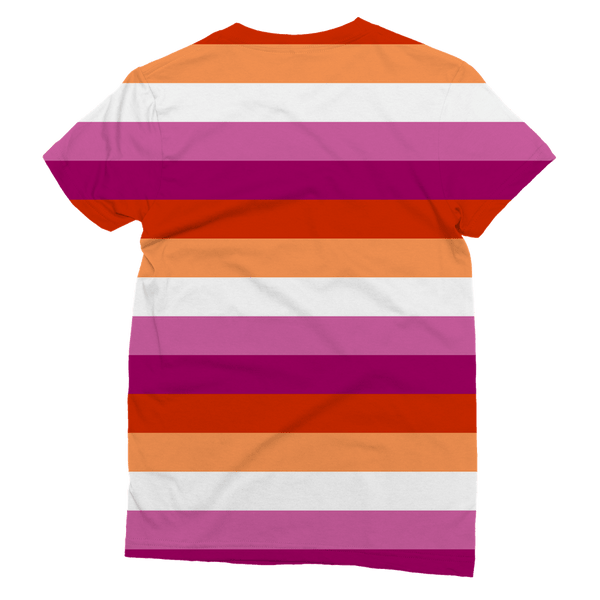 65 MCMLXV Women's LGBT Lesbian Pride Sunset Flag Print T-Shirt - 65mcmlxv