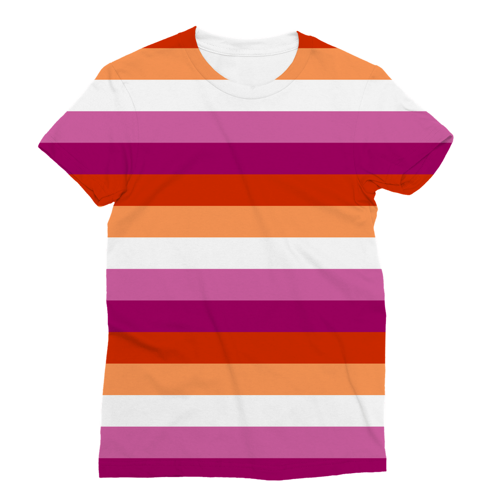 65 MCMLXV Women's LGBT Lesbian Pride Sunset Flag Print T-Shirt - 65mcmlxv