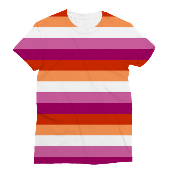 65 MCMLXV Women's LGBT Lesbian Pride Sunset Flag Print T-Shirt - 65mcmlxv