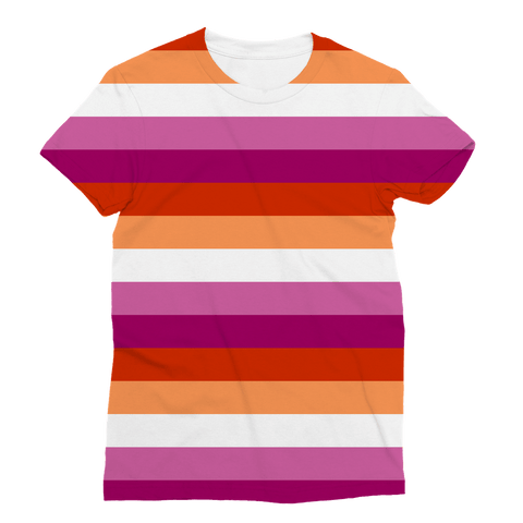 65 MCMLXV Women's LGBT Lesbian Pride Sunset Flag Print T-Shirt - 65mcmlxv