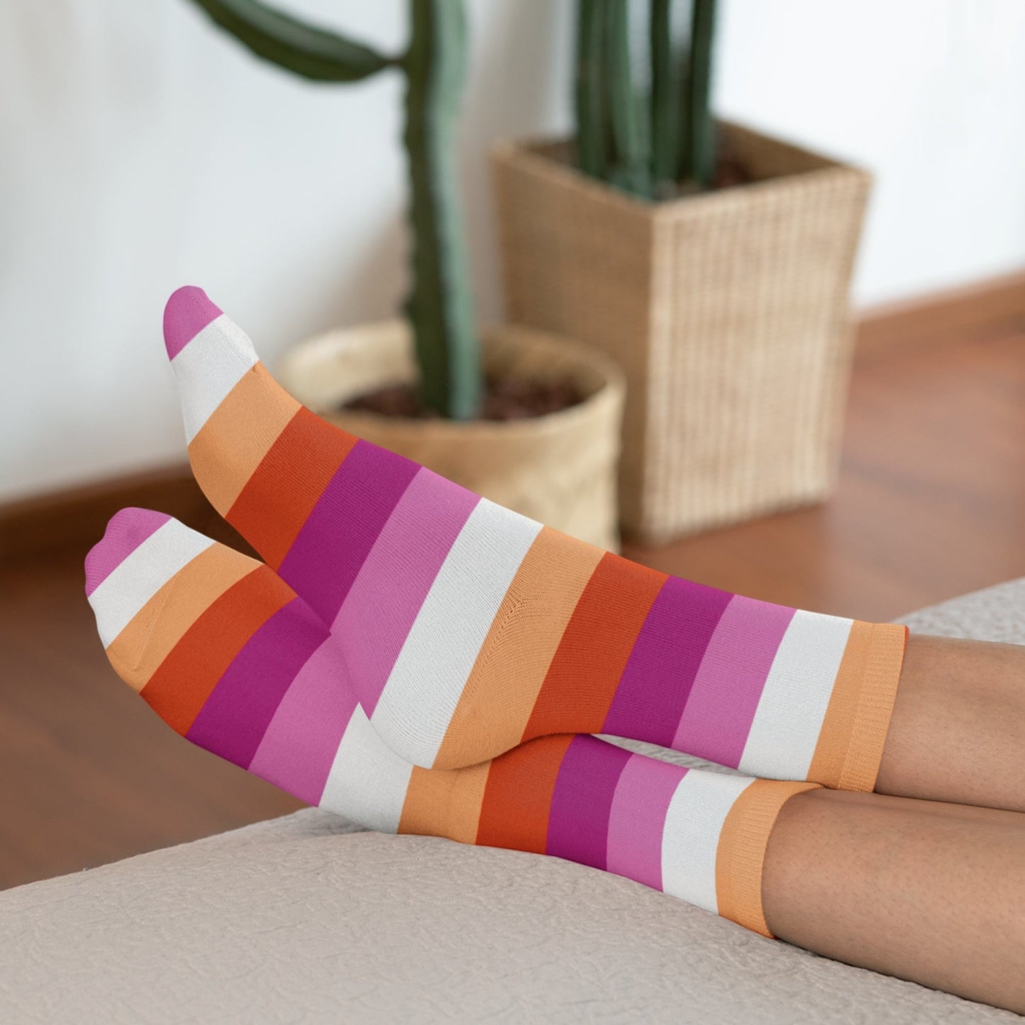 65 MCMLXV Women's LGBT Lesbian Pride Sunset Flag Print Tube Sock - 65mcmlxv