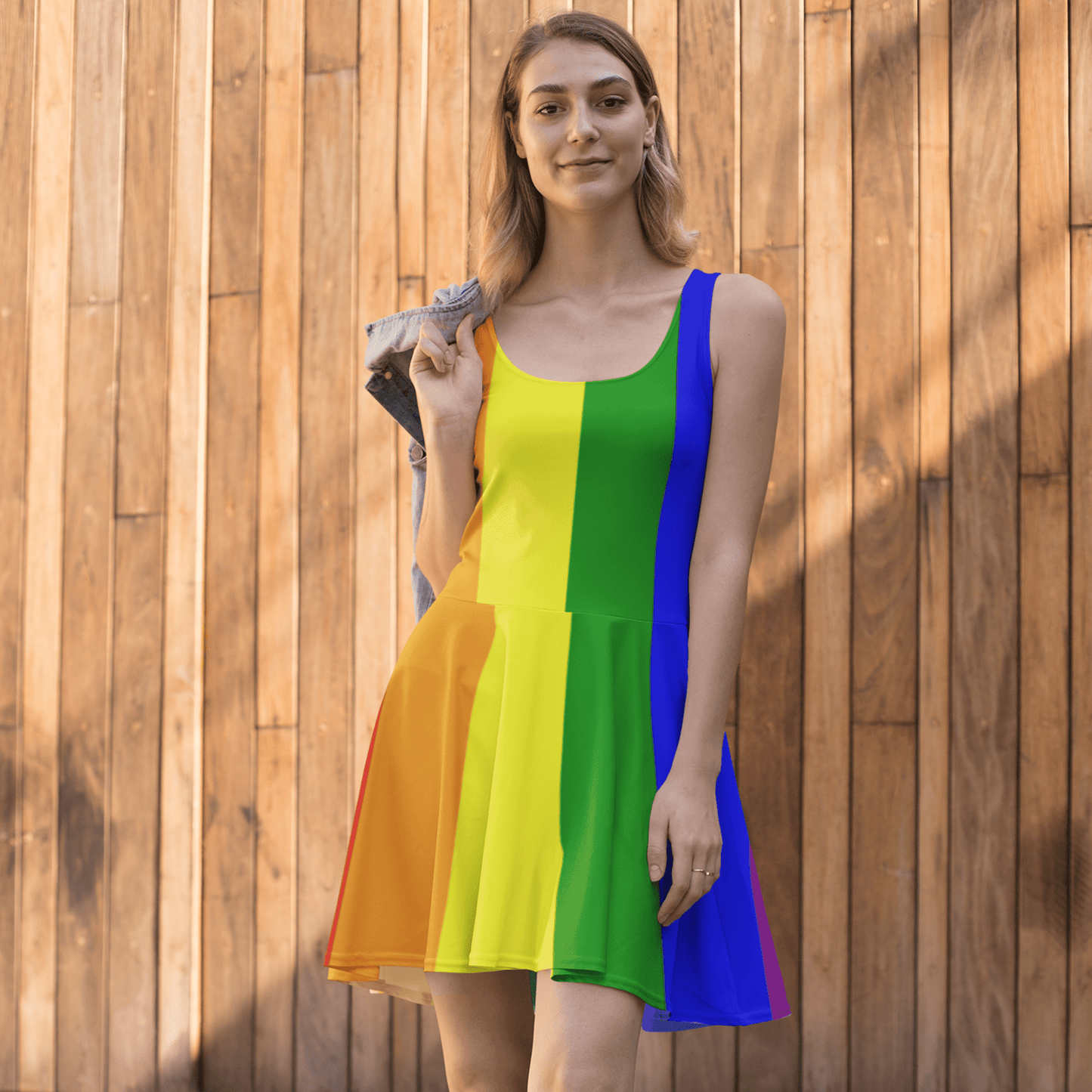 65 MCMLXV Womens LGBT Pride Rainbow Flag Print Skater Dress - 65mcmlxv