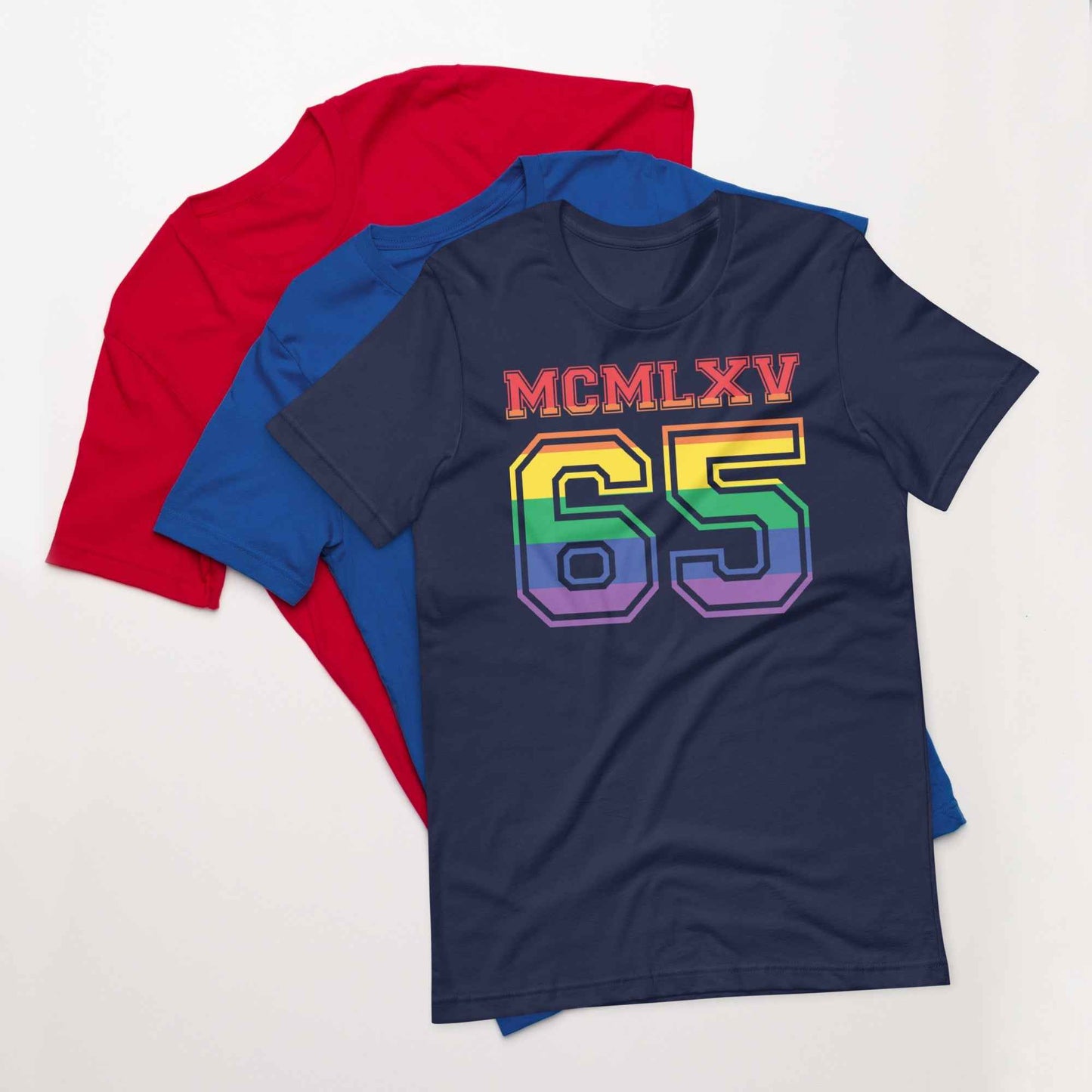 65 MCMLXV Women's LGBT Pride Varsity Logo Graphic T-Shirt