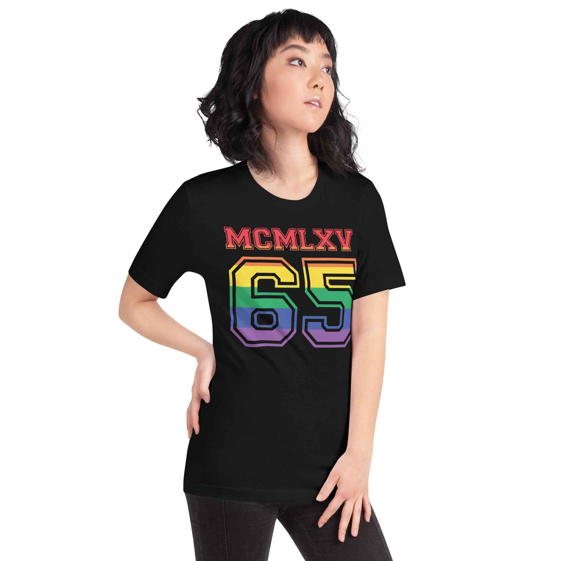 65 MCMLXV Women's LGBT Pride Varsity Logo Graphic T-Shirt