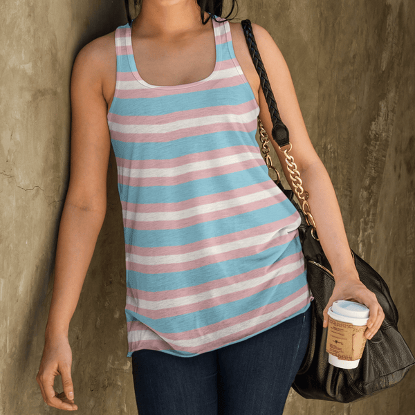 65 MCMLXV Women's LGBT Trandgender Pride Flag Racerback Tank Top - 65mcmlxv