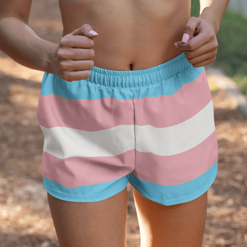 65 MCMLXV Womens LGBT Transgender Pride Flag Print Athletic Shorts - 65mcmlxv