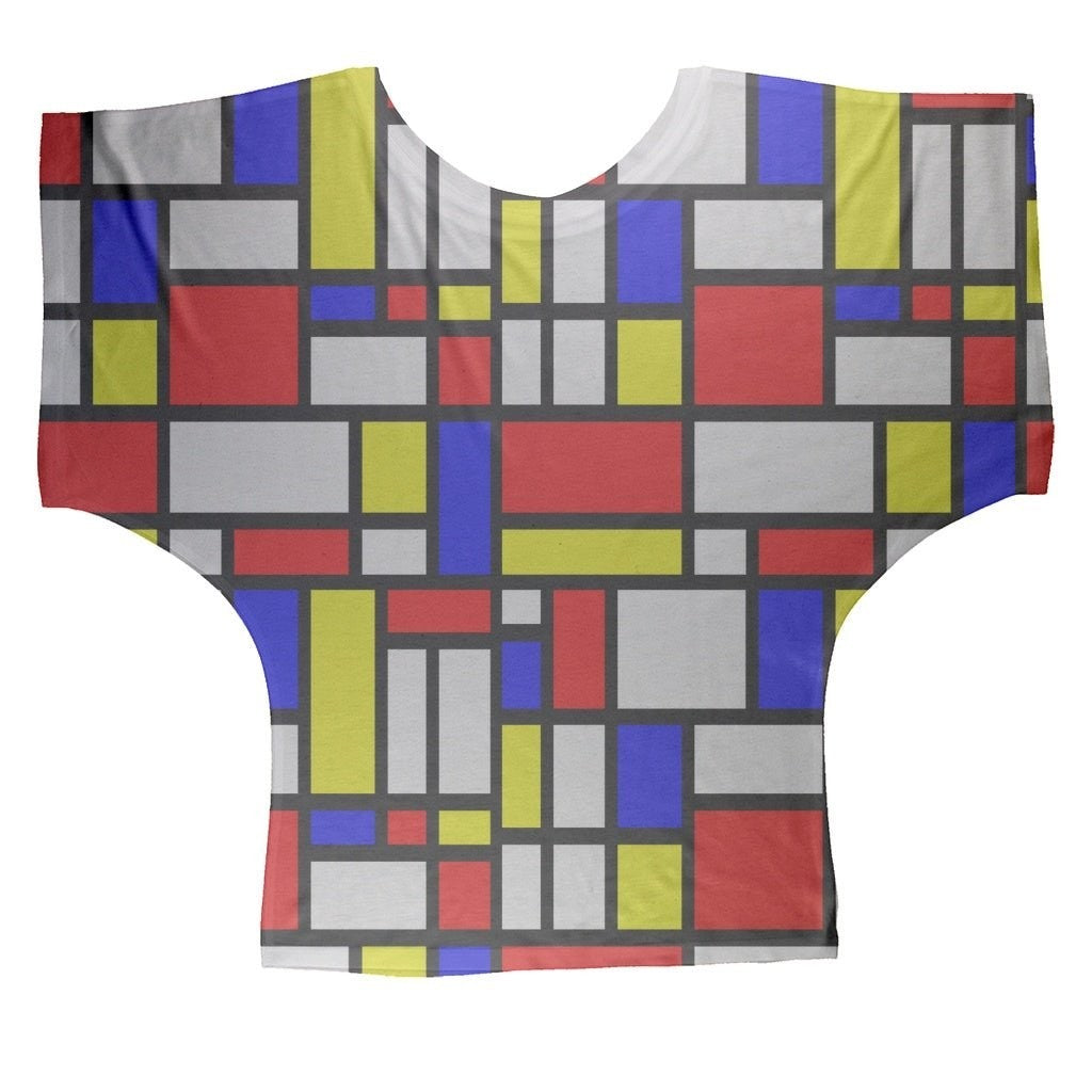 65 MCMLXV Women's Mondrian Color Block Print Batwing Top - 65mcmlxv