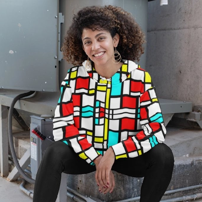 65 MCMLXV Women's Mondrian Color Block Print Fleece Hoodie - 65mcmlxv