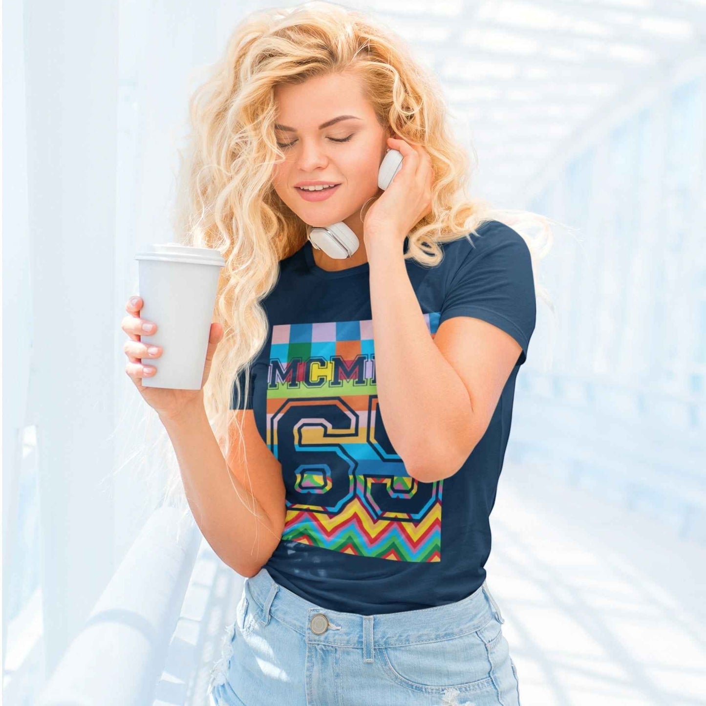 65 MCMLXV Women's Multi-Color TV Screen Test Graphic T-Shirt