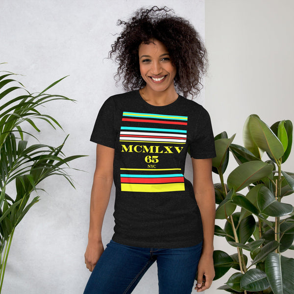 65 MCMLXV Women's Multi Stripe Logo Graphic T-Shirt - 65mcmlxv
