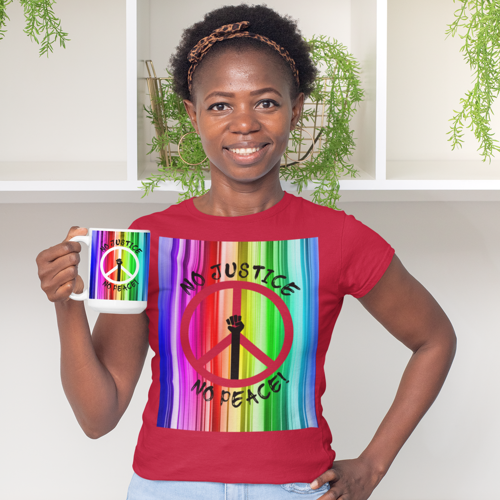 65 MCMLXV Women’s No Justice No Peace Premium Graphic T-Shirt - 65mcmlxv