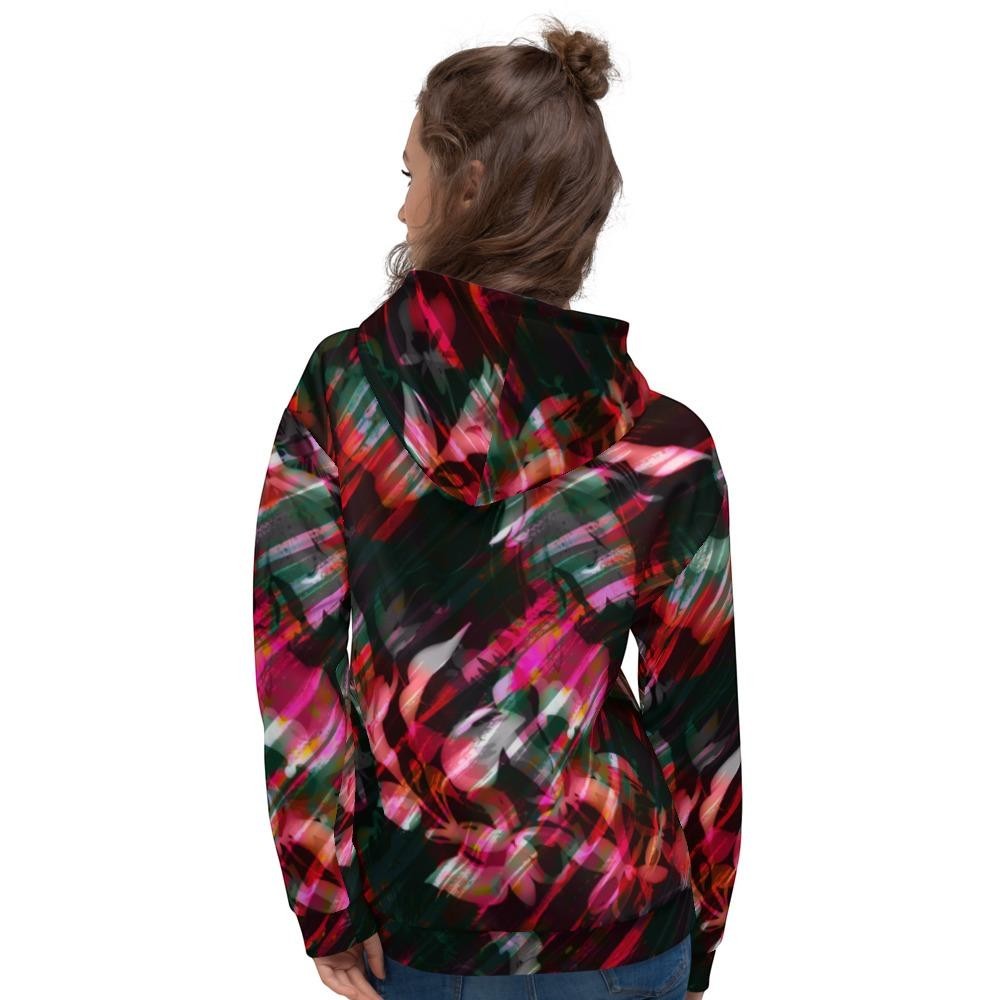 65 MCMLXV Women's Paintbrush Floral Print Fleece Hoodie - 65mcmlxv
